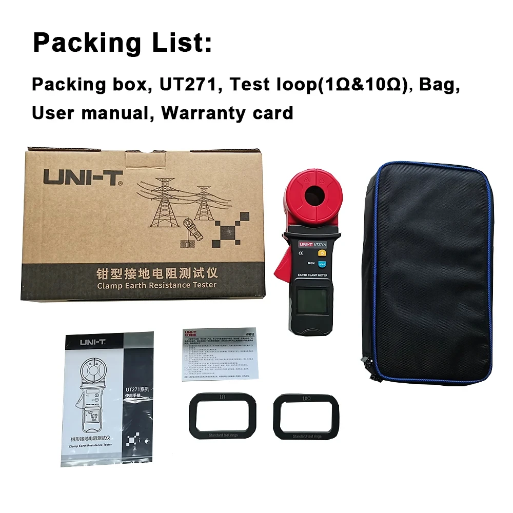 UNI-T Grounding Resistance Tester Earth Clamp Meter Ohm Electric Earth Professional Grounding Resistor Meter Clamp Meters Tools