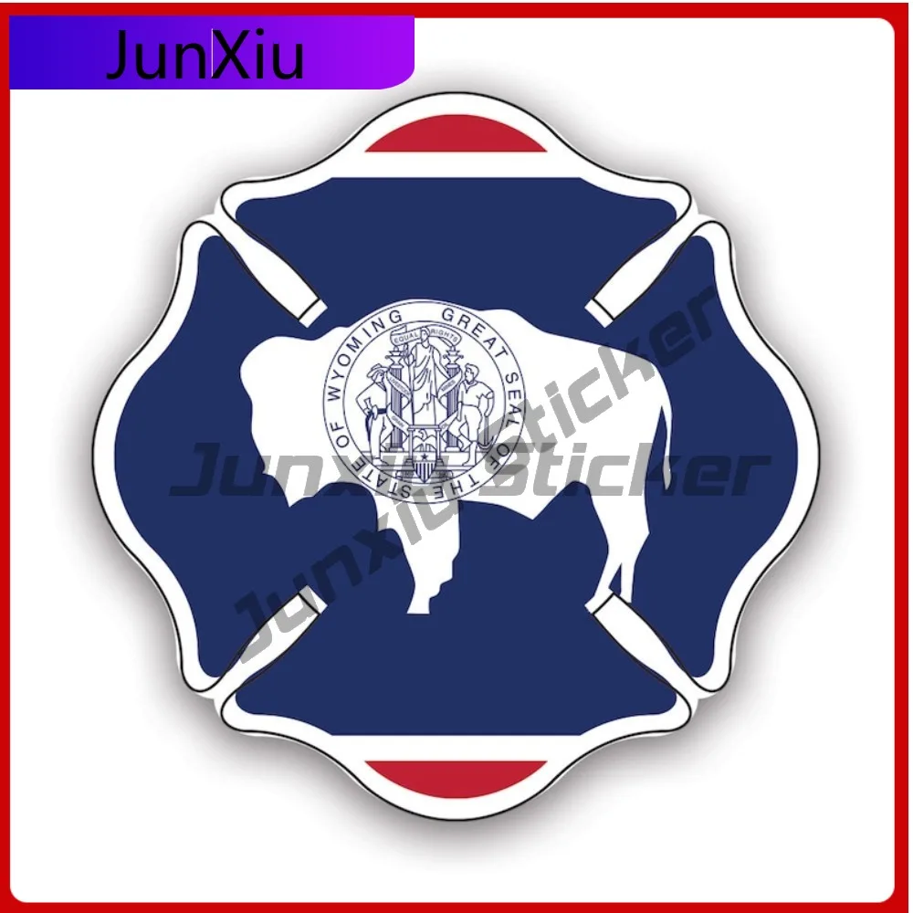 

Wyoming State Maltese Cross Shaped Sticker Cool Car Waterproof Vinyl Decal For Outdoor Safety Warnings High Quality Unique