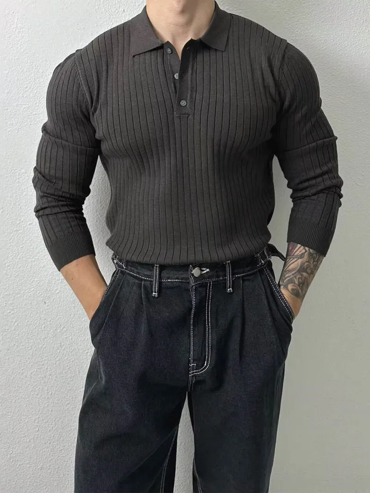 

American Sle Knitted irt Muscle Men Slim Fit Long Sve Sweatirt Hard Man Sle Silk Cotton Wool Paul irt