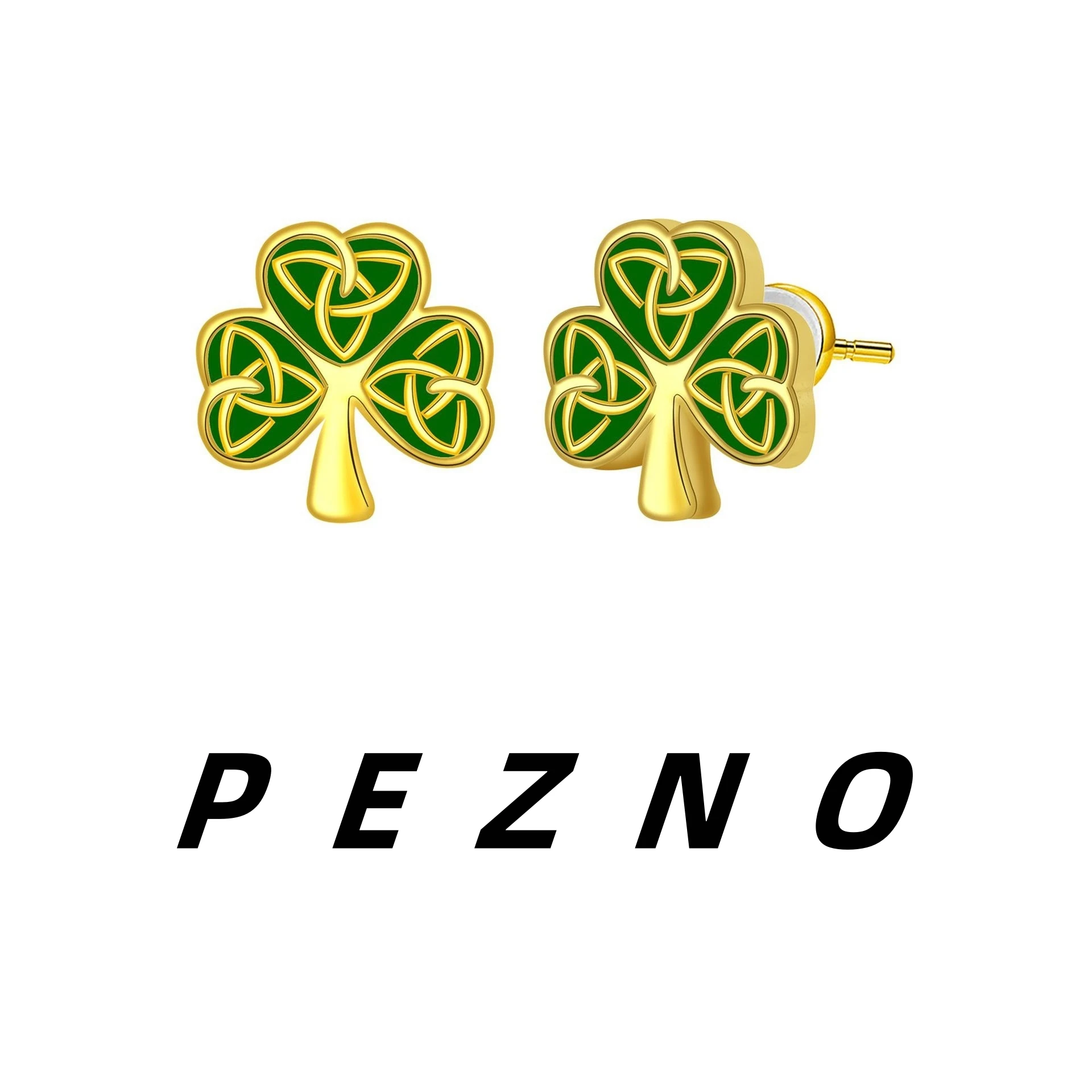 

18K Gold Plated Shamrock Celtic Knot Stud Earrings for Women Hypoallergenic Dainty Earrings Gift for Her