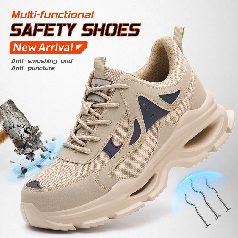 LEIANDUN Ultra Light Soft Sole Comfortable Work Shoes for Men, Anti Smashing and Anti Stabbing Safety Protective Shoes