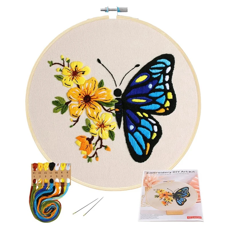 Embroidery Patterns Kit Including Embroidery Fabricsbamboo Embroidery Rings, Stitches, Women's Hobbies