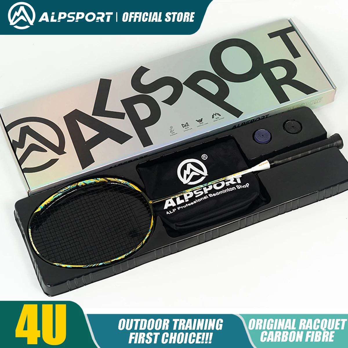 

ALPSPORT【Cyberpunk】5U Ultralight Speed Racket Full Carbon Fiber Speed Badminton Racket Max 28lBS Original ALP