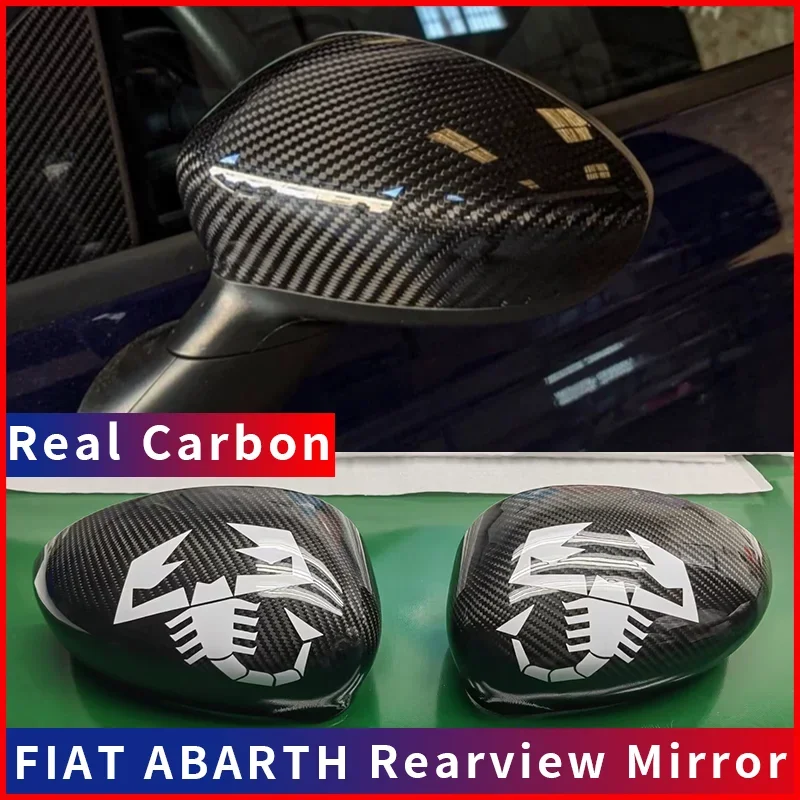 

For FIAT ABARTH 500/595/595C/695｜Real Hard Dry Carbon Fiber｜Rearview Mirror｜Housing view Covers Cap｜07-23｜modification Body kit