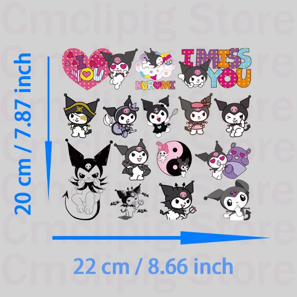 Hot Kuromi My Melody fusible clothing patches thermo-stickers for children DIY Sewing Ironing applications