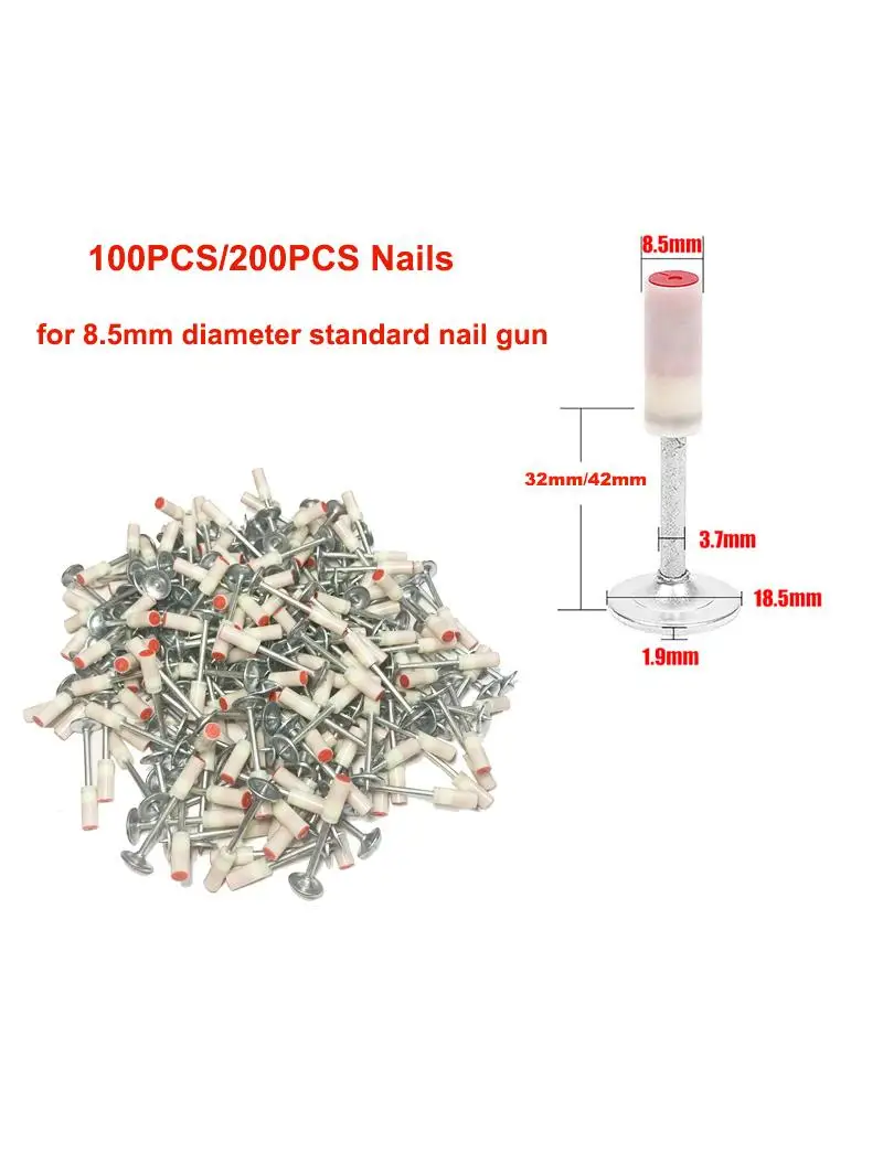100PC/200 pièces 32mm/42mm clou rond manuel feu pneumatique pistolet à ongles fixe cheville plafond artefact diamètre 8.5mm pour grand pistolet de plafond