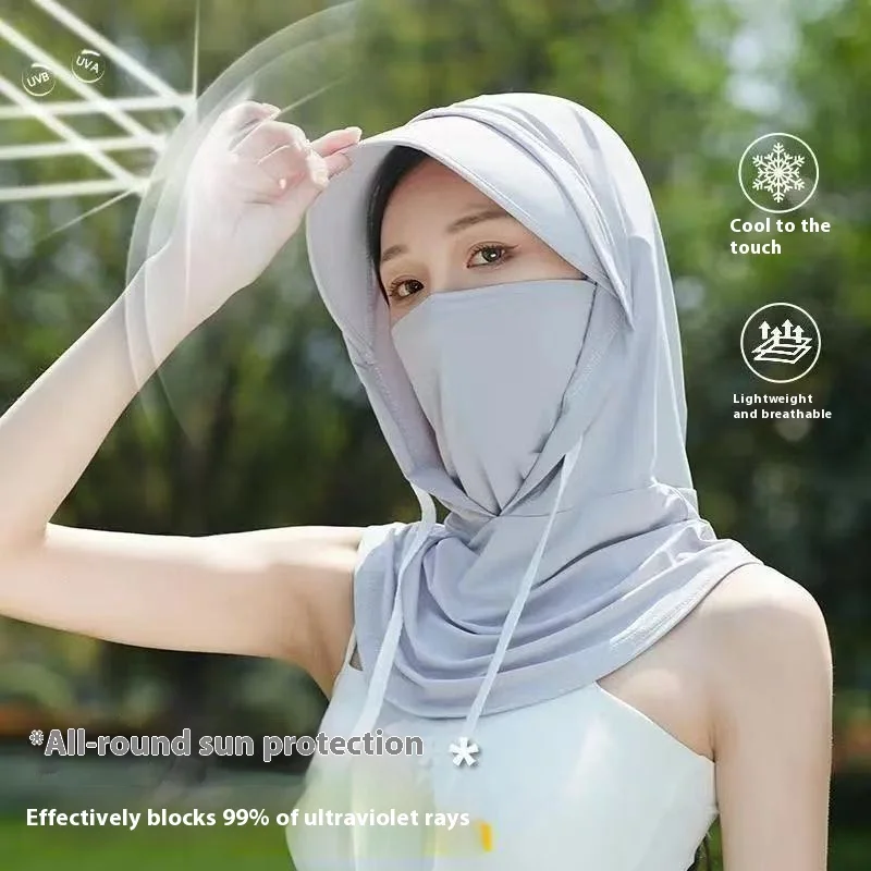 

Женская летняя бандана из ледяного шелка 3-в-1, защита шеи с капюшоном UPF 50+, защита от солнца для мужчин и женщин, велоспорт, спорт на открытом воздухе