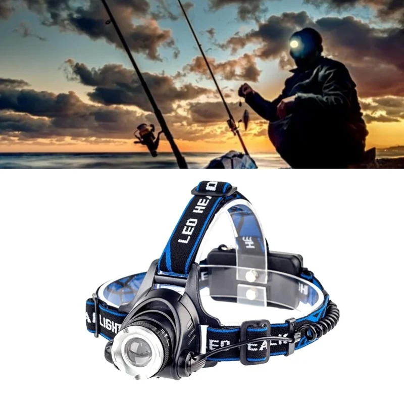 led-ヘッドランプズーム可能超高輝度長距離アルミ合金ヘッドライトキャンプ釣り夜の散歩用米国プラグ-110v