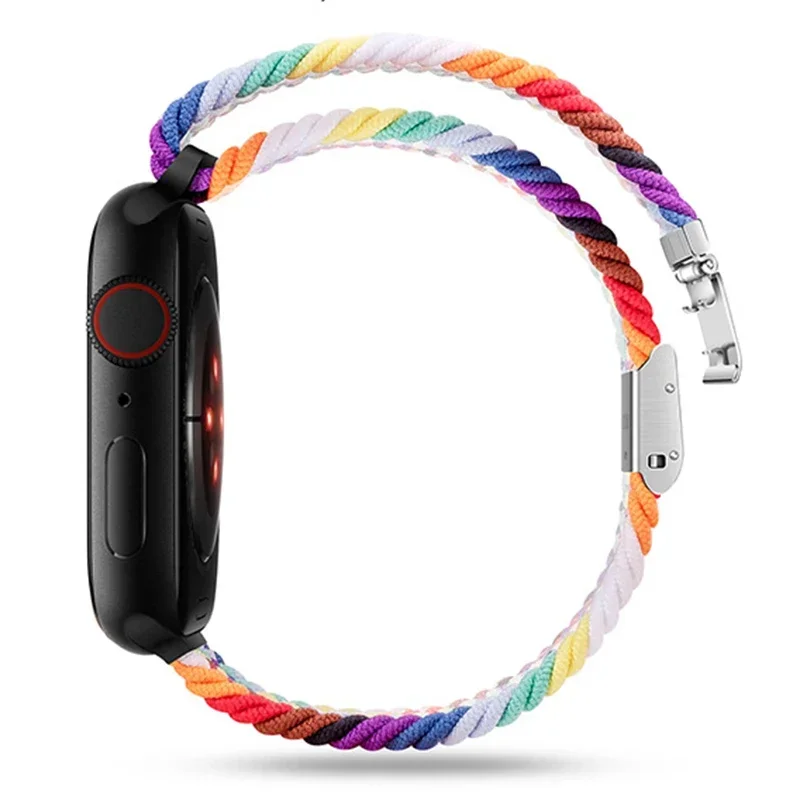 Nylon Loop Strap for Apple Watch Band Ultra 2 49mm 45mm 44mm 40mm 42mm 41mm Braided Bracelet for IWatch Series 9 8 7 6 SE 5 4 3