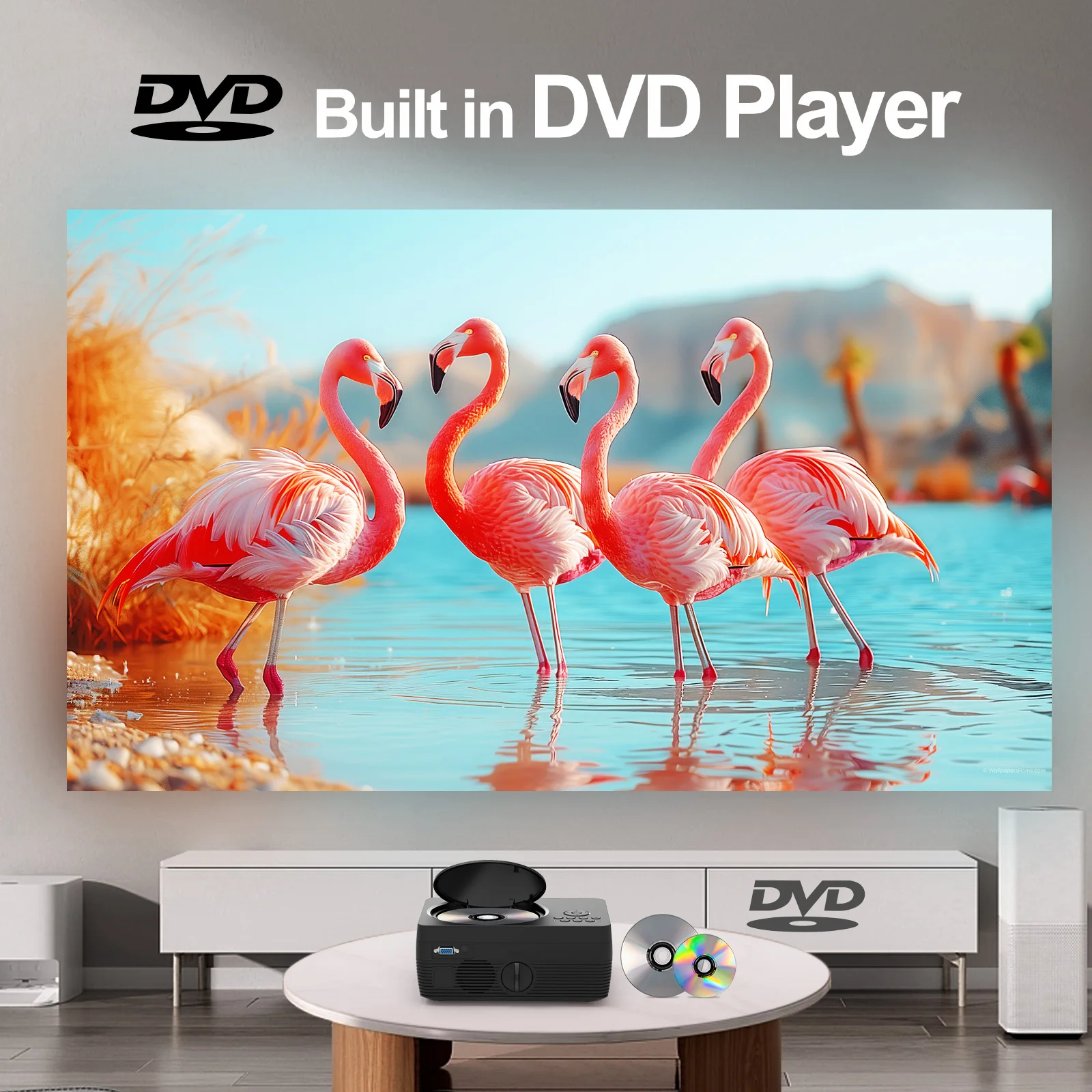 H96 Max W11 DVD-Projektor 4K Android Smart Bluetooth 5.1 Wi-Fi-Filmprojektor mit DVD-Player