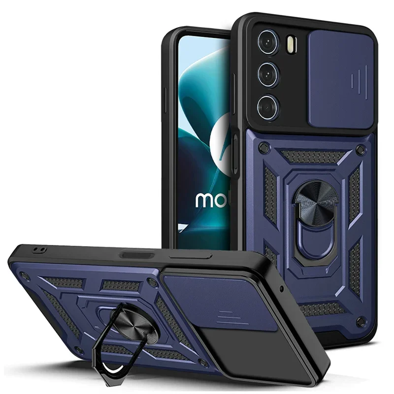 

For Motorola Edge S30 Case Car magnet Ring Shockproof Armor Cases For Moto Edge 30 pro Slide Camera Lens Cover