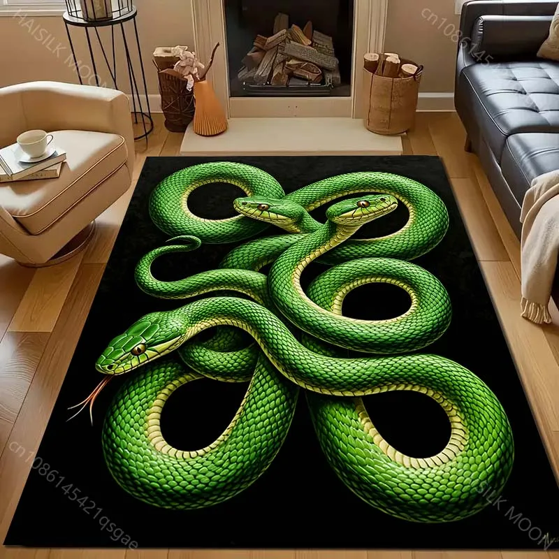 Multiple sizes Green snakes intertwined Carpet for Living Room Bedroom Sofa Home Decor Rus Non-slip Floor Mat Luxury Gift