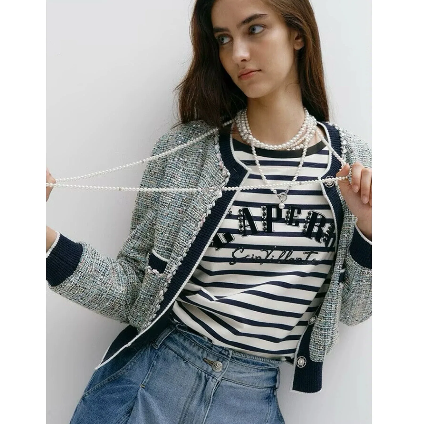 OBZ25 가을 레몬 치즈 스몰 프랑스 스타일 코트, 세련된 트위드, 정교한 슬림핏 패셔너블 아우터웨어