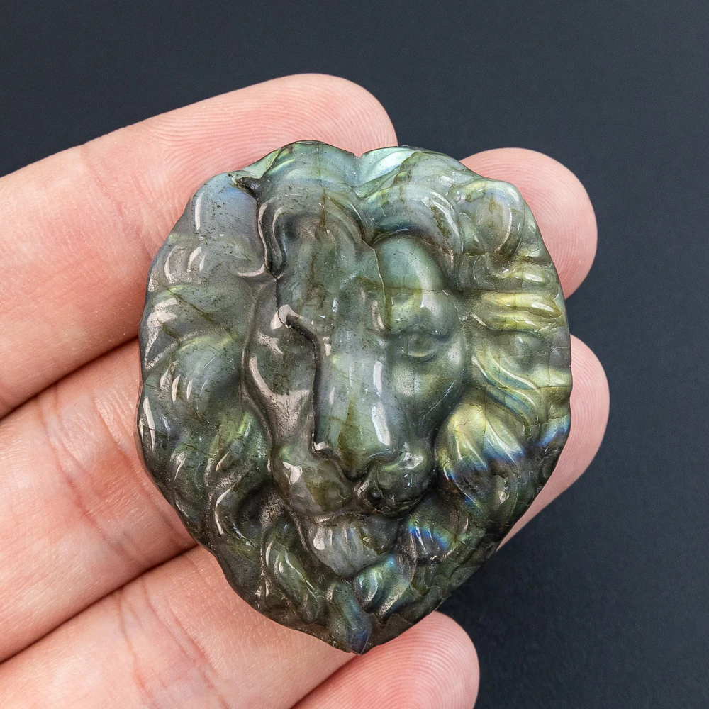 

48X38X11mm Hand-Gouged Labradorite Pendant Intense Yellow Blue Flash Gem for High-End Boho Jewelry Making Diy Necklace