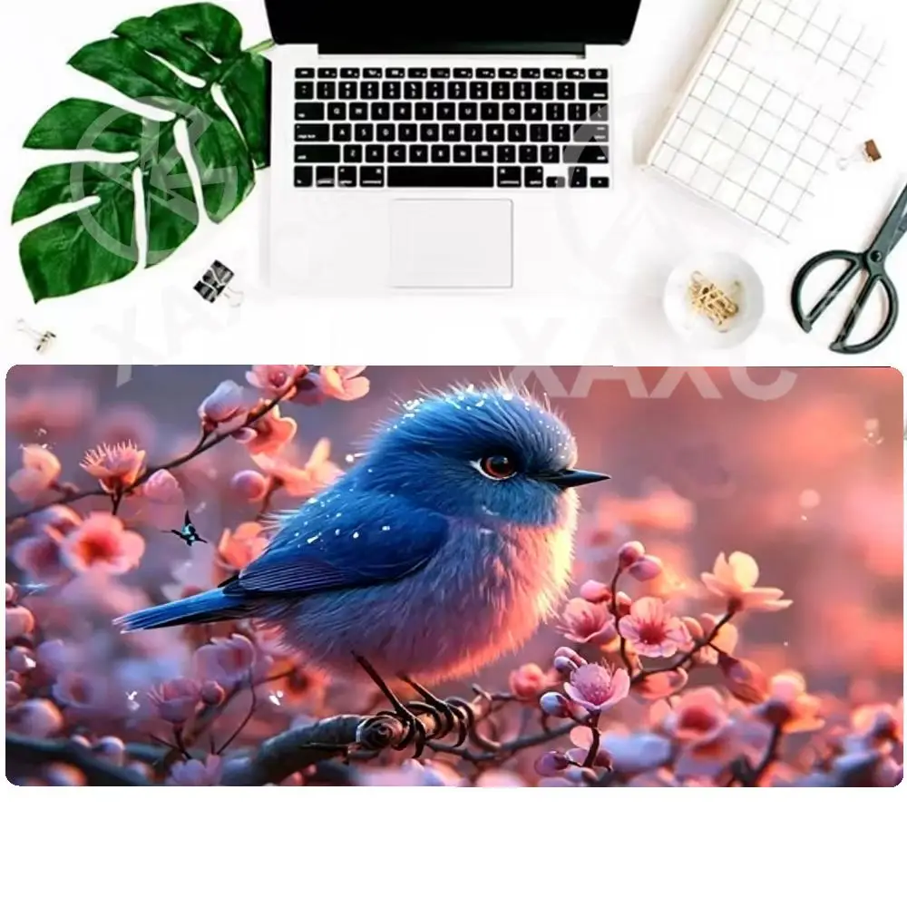 Aesthetic floral bird design Mouse Pad, smooth surface for precise gaming & work. Non-slip base, vibrant print to brighten XAXC