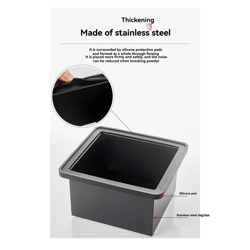 A91P Coffee Box Embedded Coffee Grounds Bucket Coffee Knock Box Coffee Powder Grounding Tank