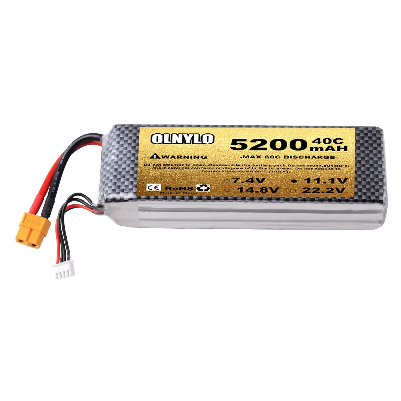 Bateria Lipo com Alta Ampliação, Plugue T XT60, 11.1V, 5200mAh, 3s, 40C, Helicóptero RC, Aeronave, Quadcopter, Carros, Avião, 3S