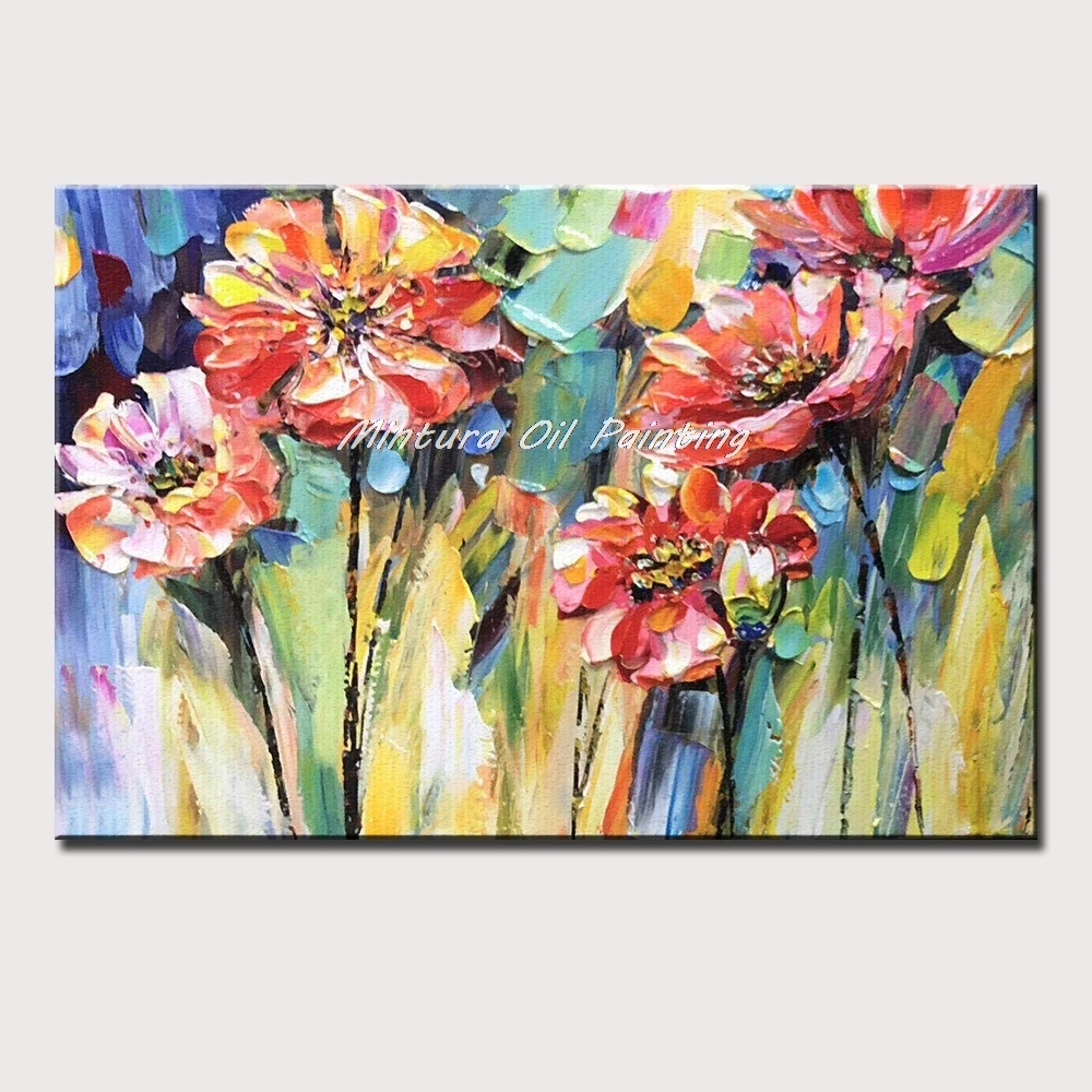 

Mintura Handpainted Oil Paintings on Canvas,Red Plum Blossom Home Decoration Office Decor Morden Canvas,Art Plant Draw No Framed