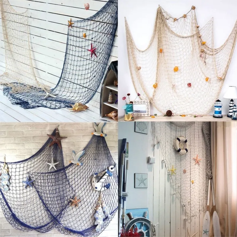 100/150x200cm  Fashion Mediterranean Decorative Nautical Wall Hanging Fishing Net for Beach Party Home Decor