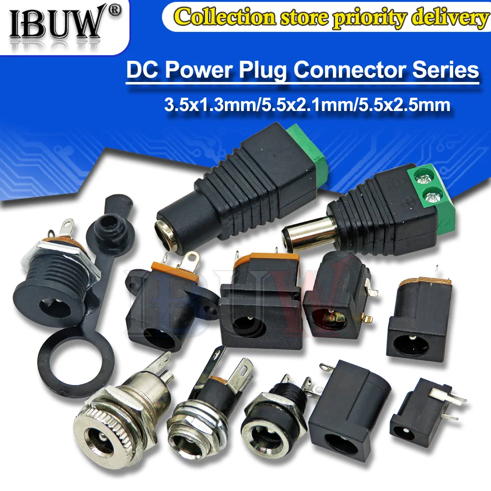 5/10PCS DC005 DC099 DC012 DC022 Male Female DC Power plug 5.5 x 2.1MM 5.5*2.5MM Jack Adapter Connector Plug CCTV 5.5x2.1 5.5x2.5