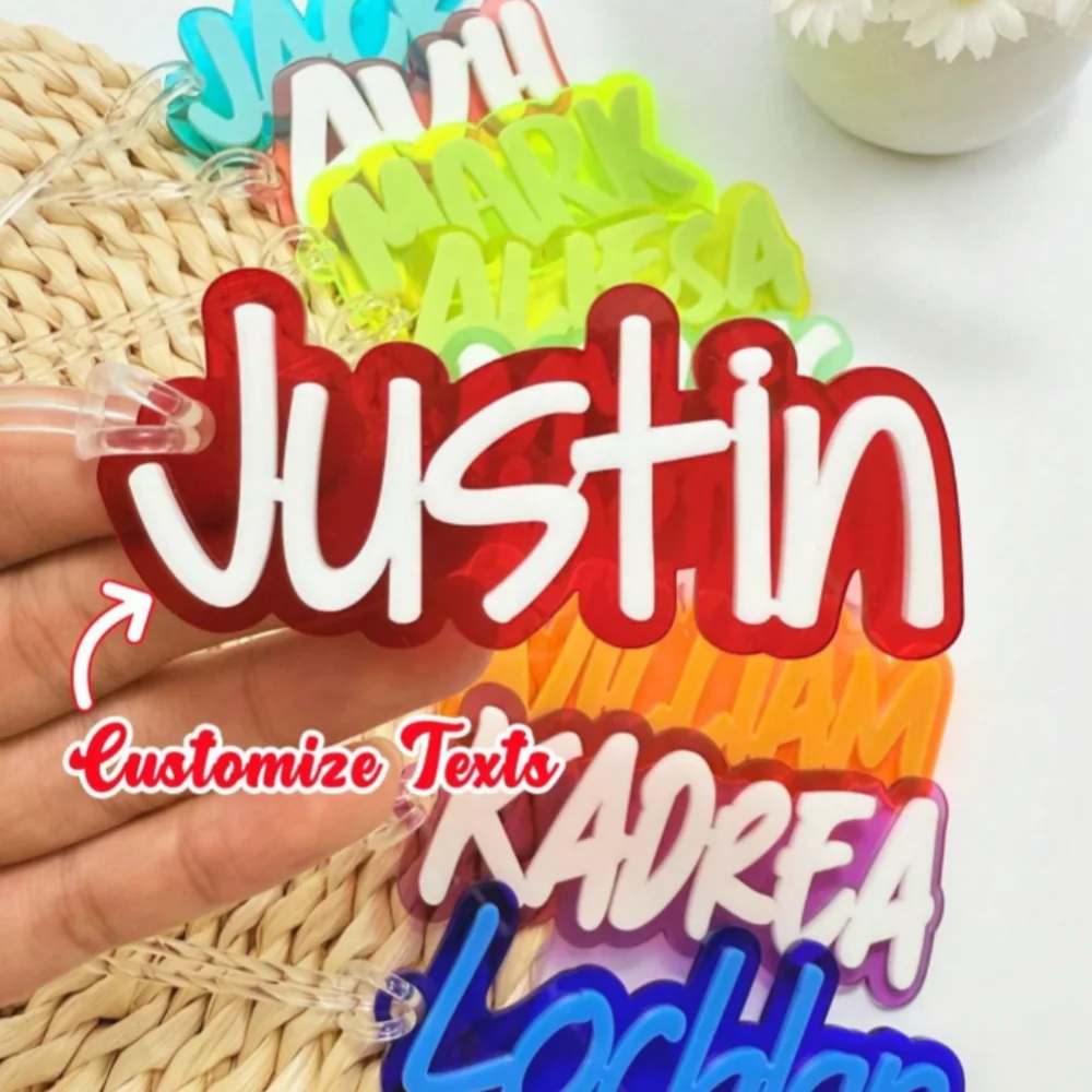 

2025 модный новый стиль DIY двухслойный красочный простой имя пара рюкзак брелок акриловый подарок