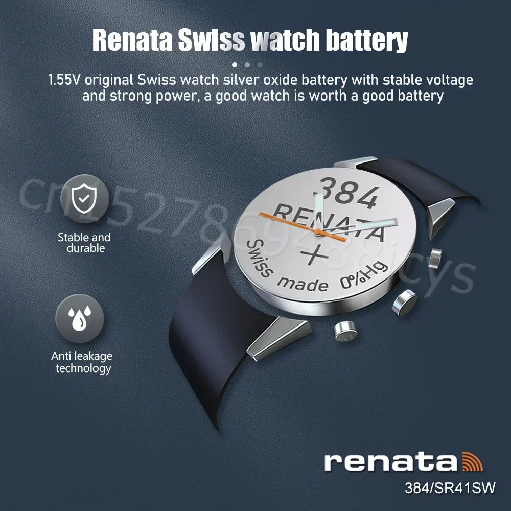 1-5PCS Renata 384 SR41SW AG3 LR41 392A LR736 V3GA 192 1.55V Silver Oxide Battery For Watch Scale Toy Swiss Made Button Coin Cell