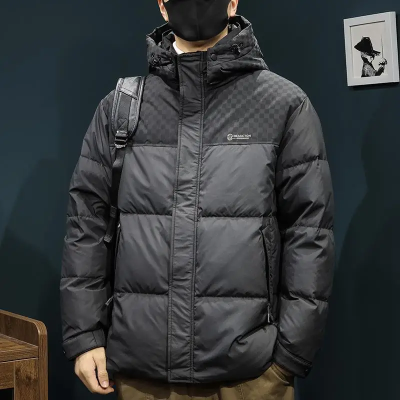 

Men's Winter Thiened 90 Du down Jaet Hooded Detachable Large Size ort Coat Warmth Outerwear Polyester Fiber Casual