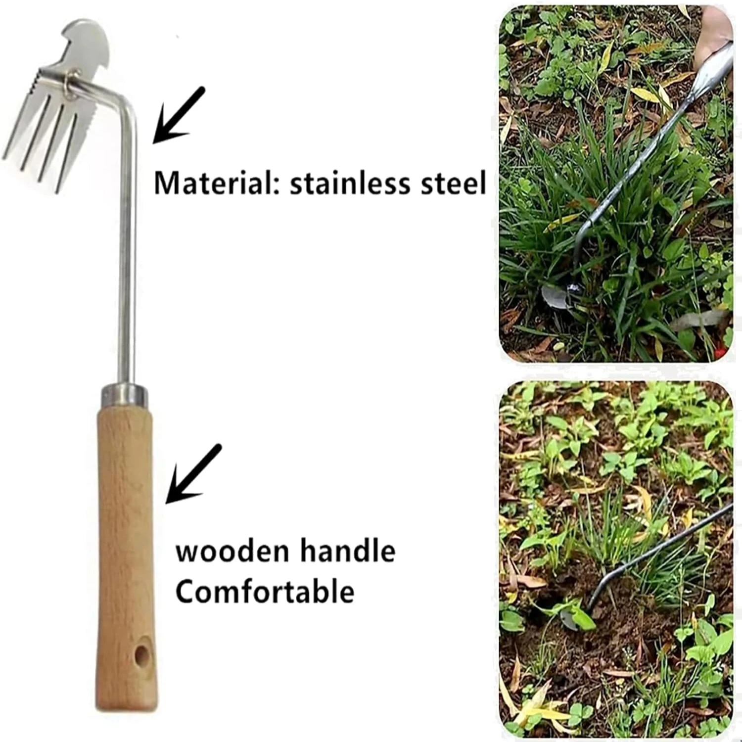 Weeding Artifact Uprooting Weeding Tool, Upgrade 4 Teethes Dual Purpose Manual Multifunctional Weeders Tool Weed Pulling Tool Ma