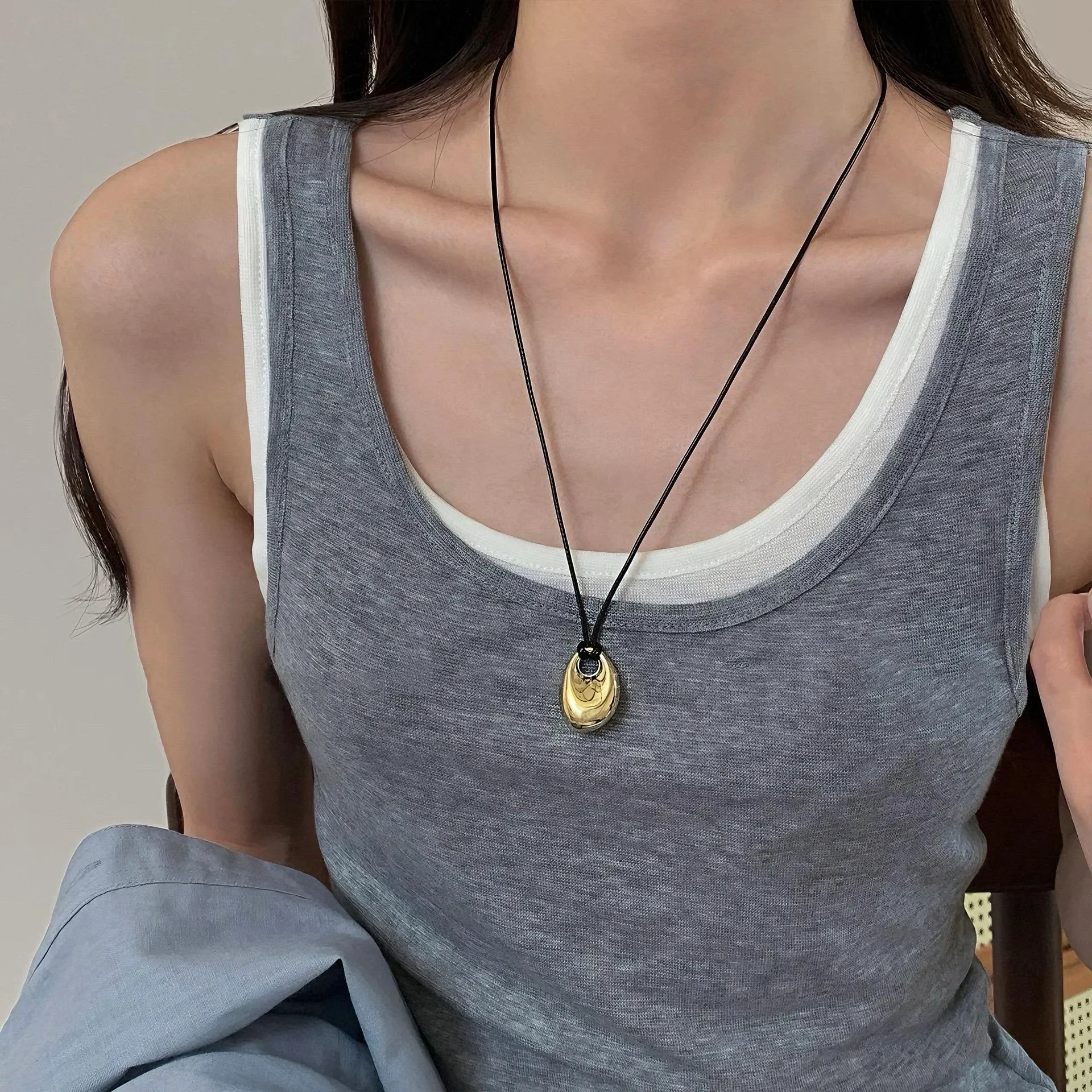 Unisex Adjustable PU Leather Cord Necklace, Gift