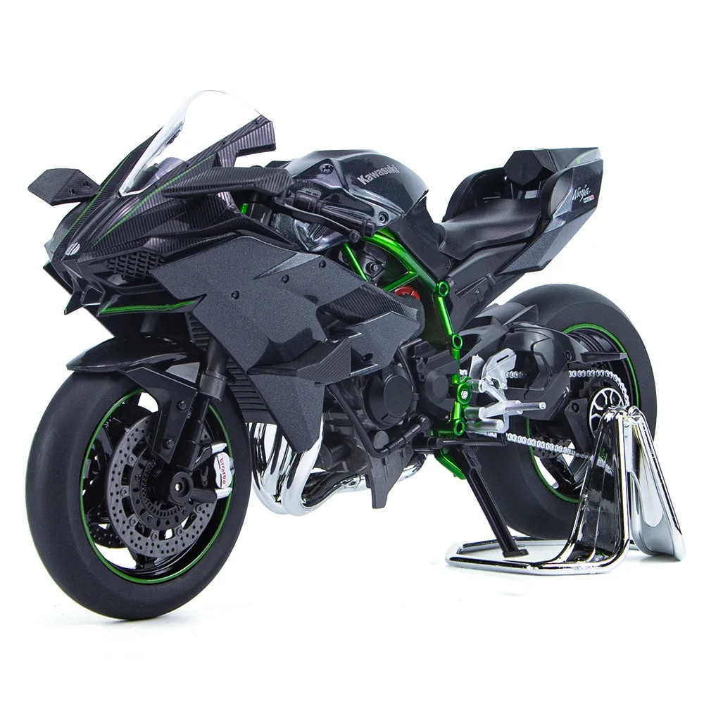 1:9 Kawasaki H2R Ninja Motorcycles Simulation Alloy Motorcycle Model Shock Absorbers Carrying lights Collection Toy Car Kid Gift