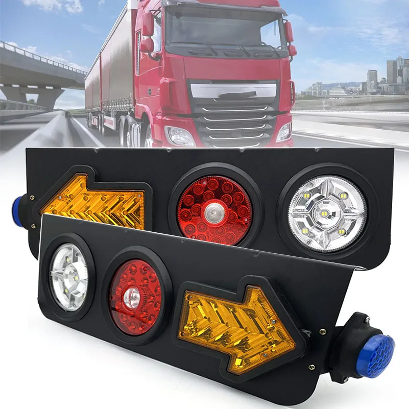 2x Waterproof LED Trailer Truck Brake Light Neon Halo Ring Tail Brake Stop Turn Light Sequential Flowing Signal Light Lamp.