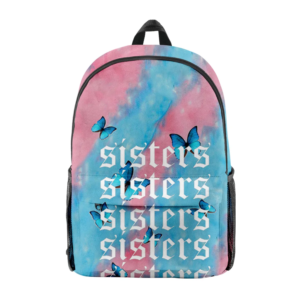 Popular James Charles Blue Butterfly Sisters Bookbag Notebook Backpacks 3D Print Oxford Waterproof Boys/Girls Travel Backpacks