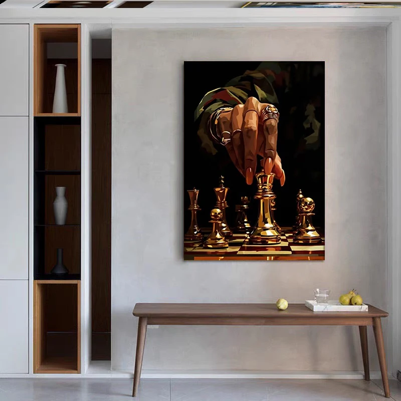 The Chess King Plays Chess Poster and Prints Canvas Painting Wall Art Picture Living Room Home Decor Cuadros No Frame