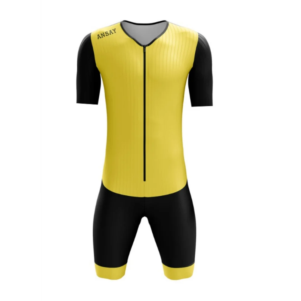 Men's Short Sleeve Triathlon Suit Cycling Skinsuit Long Distance Traithlon Speedsuit Ciclismo Running Swimming Quick Drying Wear