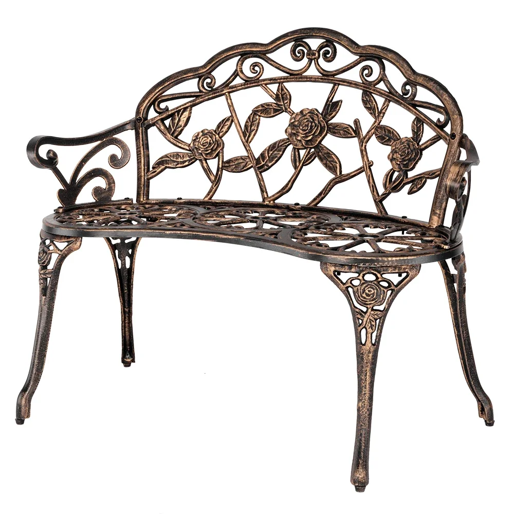 

38.5" Cast Aluminum Outdoor Courtyard Decoration Park Leisure Rose Chair