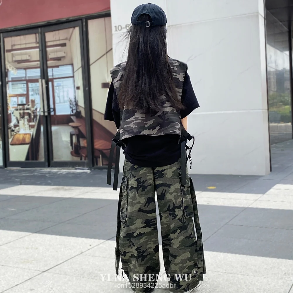 Man Kpop Hip Hop Clothing Camouflage Sleeveless Jacket Vest T Shirt Casual Cargo Shorts for Woman Jazz Dance Costume Clothes view 6