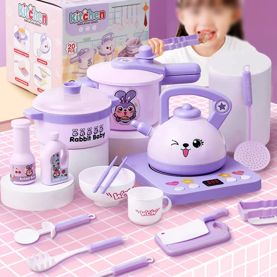 เด็กเล่นชุดอุปกรณ์ครัวแกล้งหม้อและกระทะ Playset เด็กวัยหัดเดินชุดทําอาหารเล่นของเล่นของขวัญวันเกิดสําหรับเด็ก