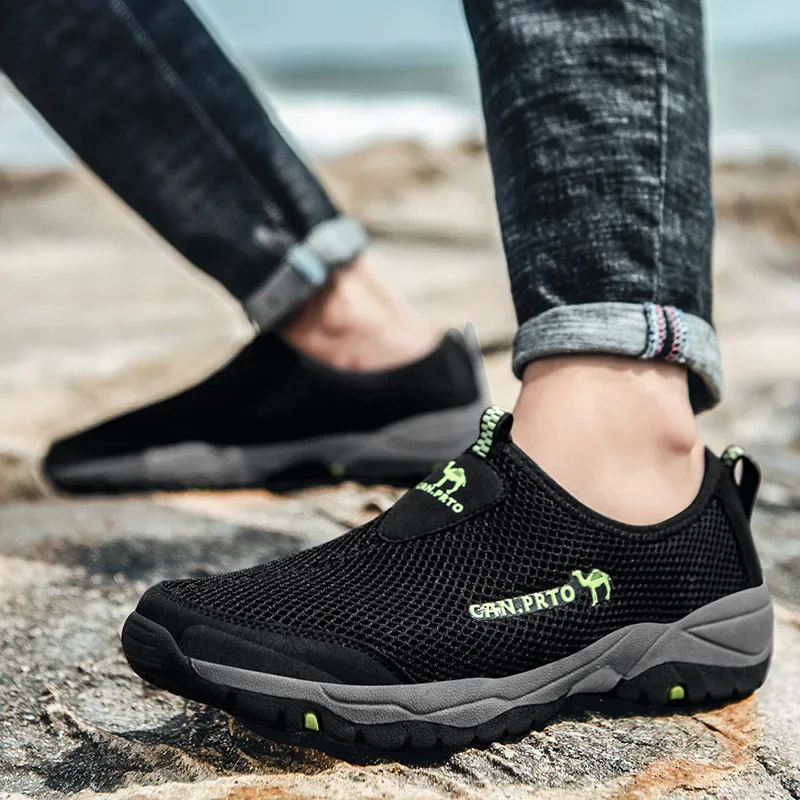 Fashion Summer Shoes Men Casual Shoes Air Mesh Outdoor Breathable Slip-on Man Flats Sneakers Comfortable Water Loafers Size 45