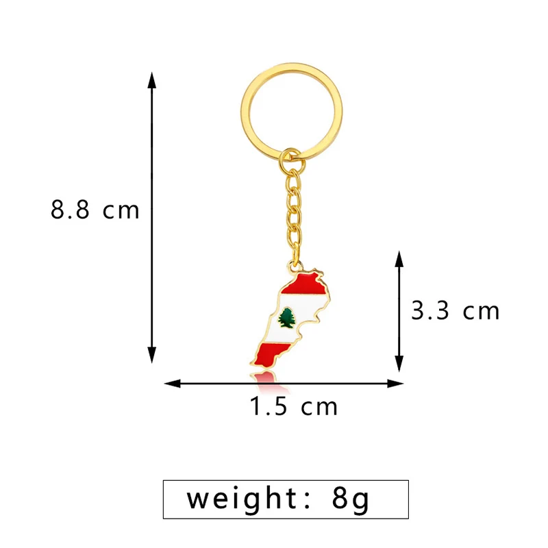 الفولاذ المقاوم للصدأ لبنان خريطة المفاتيح المينا الأرز اللبناني قلادة حقيبة الظهر الشنق مفتاح حامل مجوهرات للرجال النساء