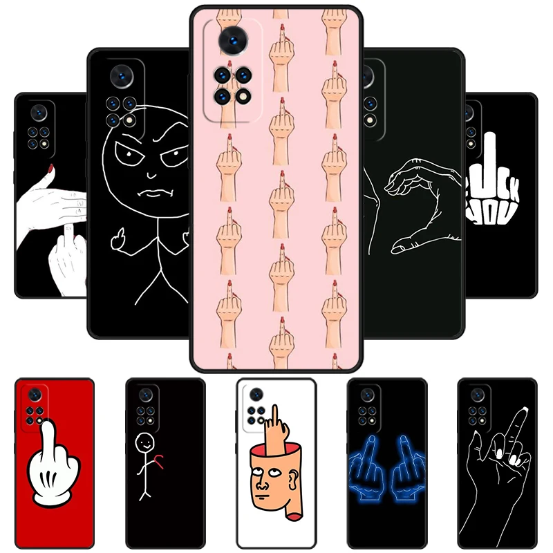 Stick figure middle finger Phone Case For Redmi Note 11 EPro 11S 10T 9S Promax 8 Pro Xiaomi Mi 11 12X 12S Ultra Cover