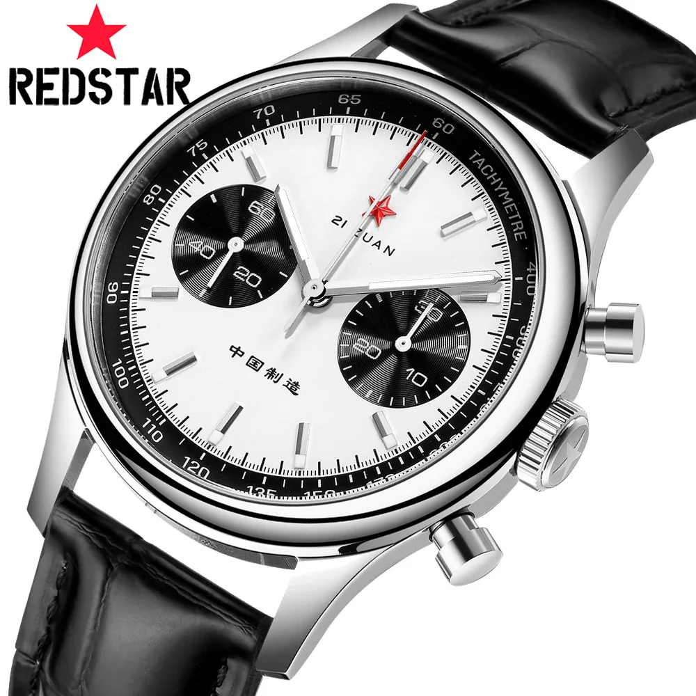 

Red Star 1963 Pilot Watch Men Mechanical Chronograph Panda Wristwatch Air Force Sapphire Waterproof Original Movement ST1901