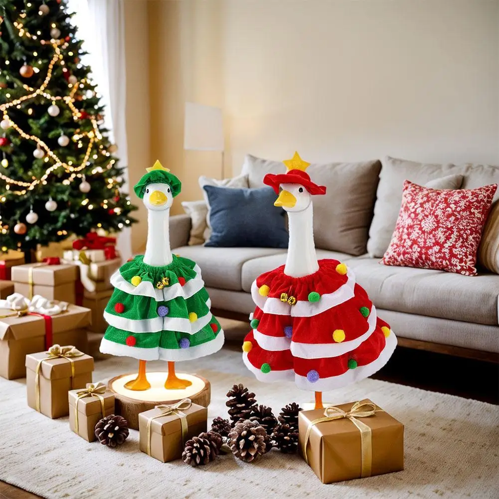 Christmas Goose Outfit Festive Christmas Porch Goose Clothes with Hat Cloak Design Seasonal Goose Outfit for Decor Elastic