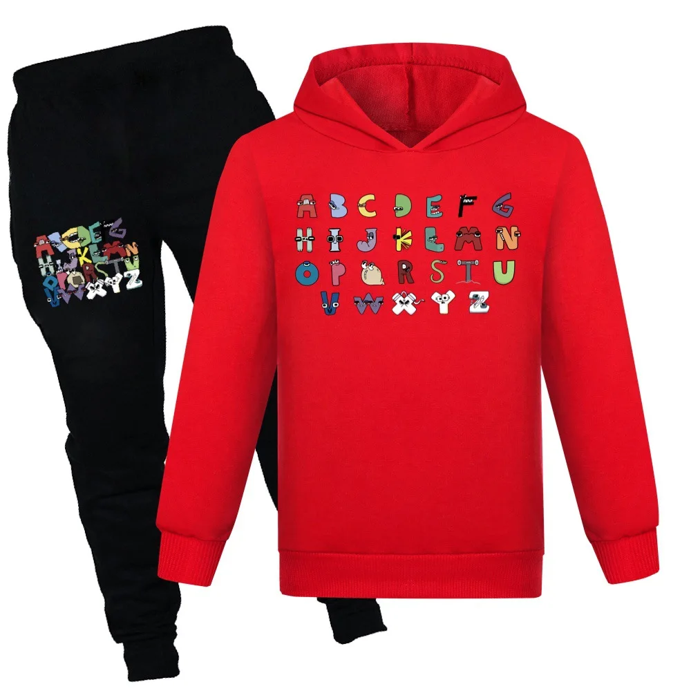 Alphabet lore A Hoodies Pant 2PCS Sets Sweatshirt Pant Kids Alphabet lore Children Clothes Sets Halloween Kids Tracksuit Outfits