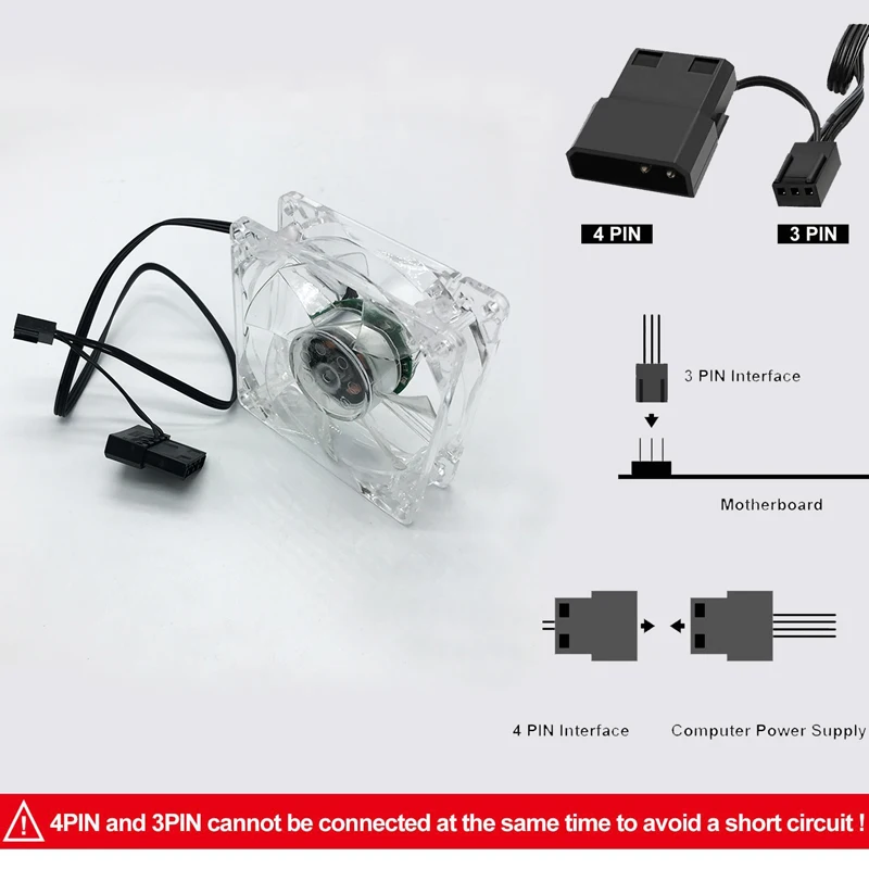 80mm sete cores descoloração LED luz 12V mudo ventilador de resfriamento de caixa de PC para resfriamento de caixa de computador