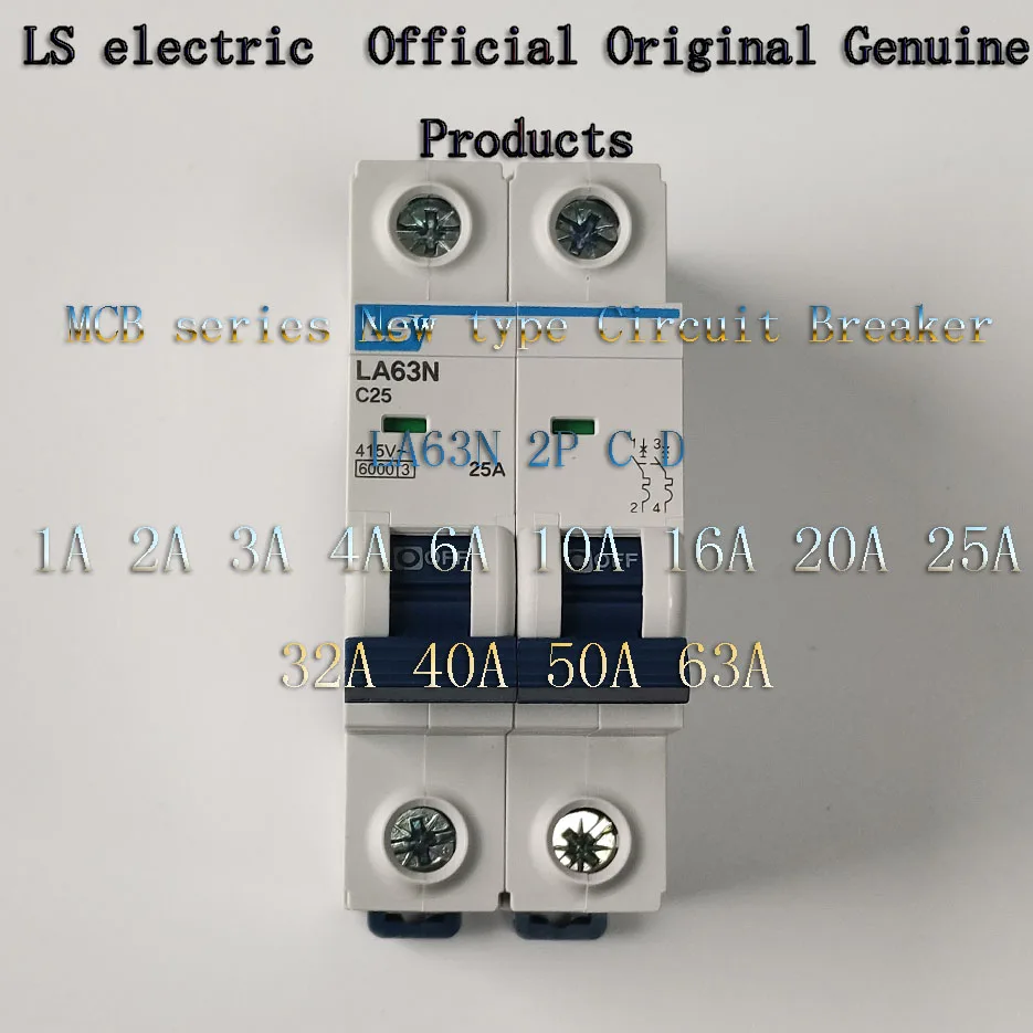 LS Official genuine New Original LA63N 2P C D type Circuit Breaker 1A 2A 3A 4A 6A 10A 16A 20A 25A 32A 40A 50A 63A  Air Switches