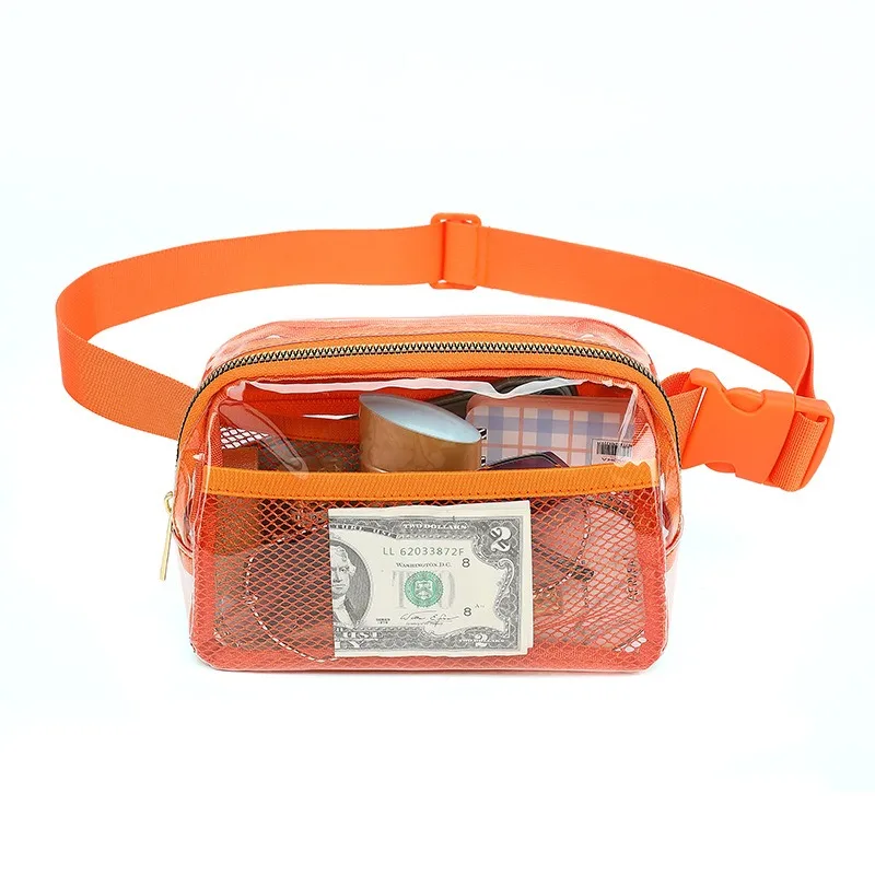 2024 transparent waist bag nylon waterproof outdoor sports running crossbody men and women