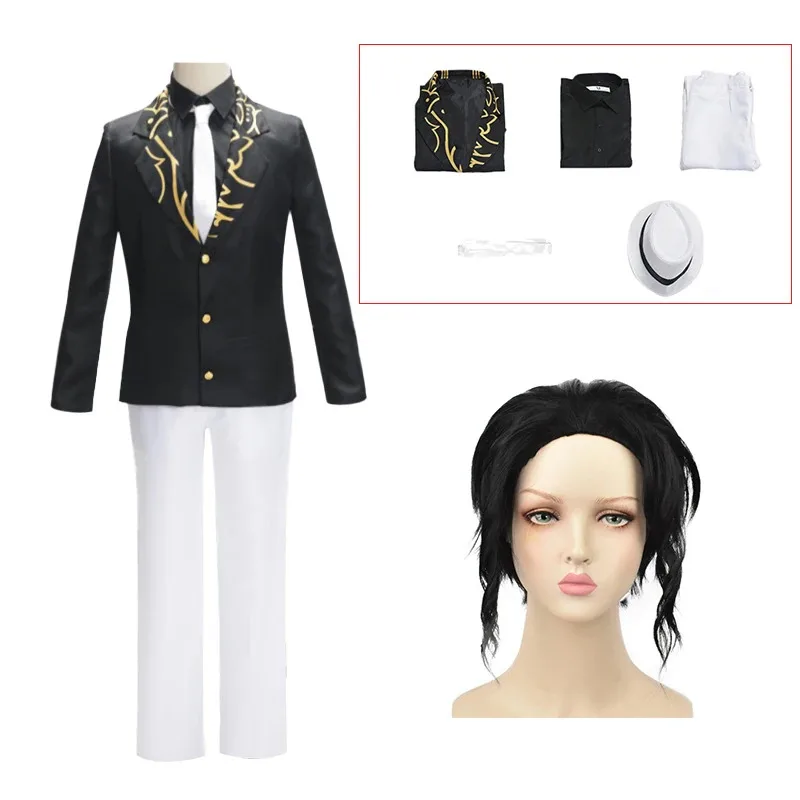 

Kibutsuji Muzan Косплей Аниме Костюм Униформа Шляпа Парик Костюм Хэллоуин Вечеринка Наряд для Женщин Мужчин fy1;