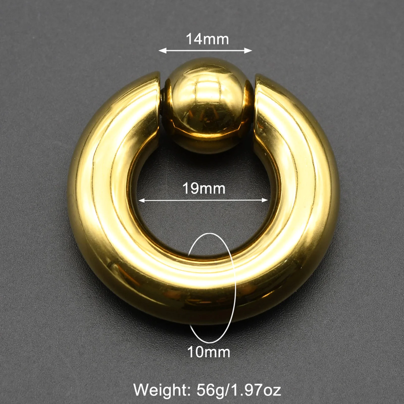 Large Gauge Surgical Steel Septum Piercing Nose Ring, Captive Bead