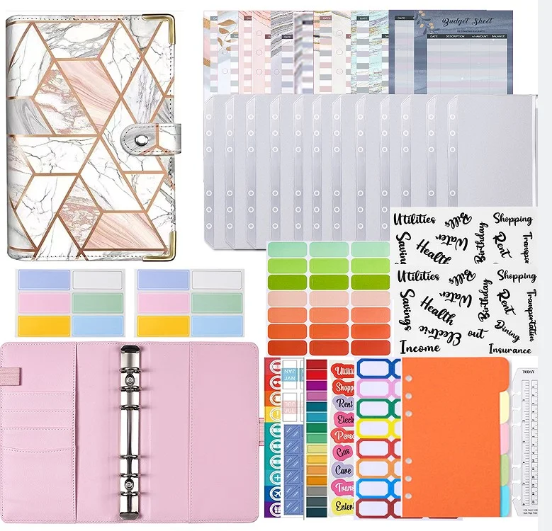 Closeout A6 Sliver Purple Money Budget Planner Binder Zipper Envelopes Cash Envelopes For Budgeting Money Organizer