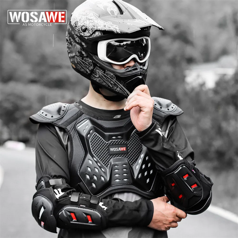 WOSAWE New Men's Motorcycle Armor Jacket MOTO Full Body Spine Chest Protection Racing Gear Jackets Motocross Protective